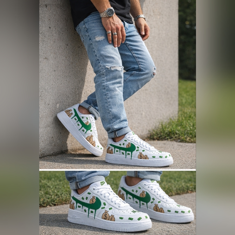 Nike Air Force 1 '07 Custom “Money Stacks” – Hand Painted – Limited Edition - Picture 1 of 5